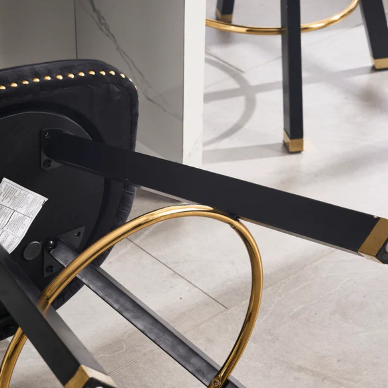 COOLMORE Set of 2,Back pull point design, velvet material, 360 degree rotation, back pull loop detachable design, rivet decoration, square foot wooden bar chair-海智集-Default-