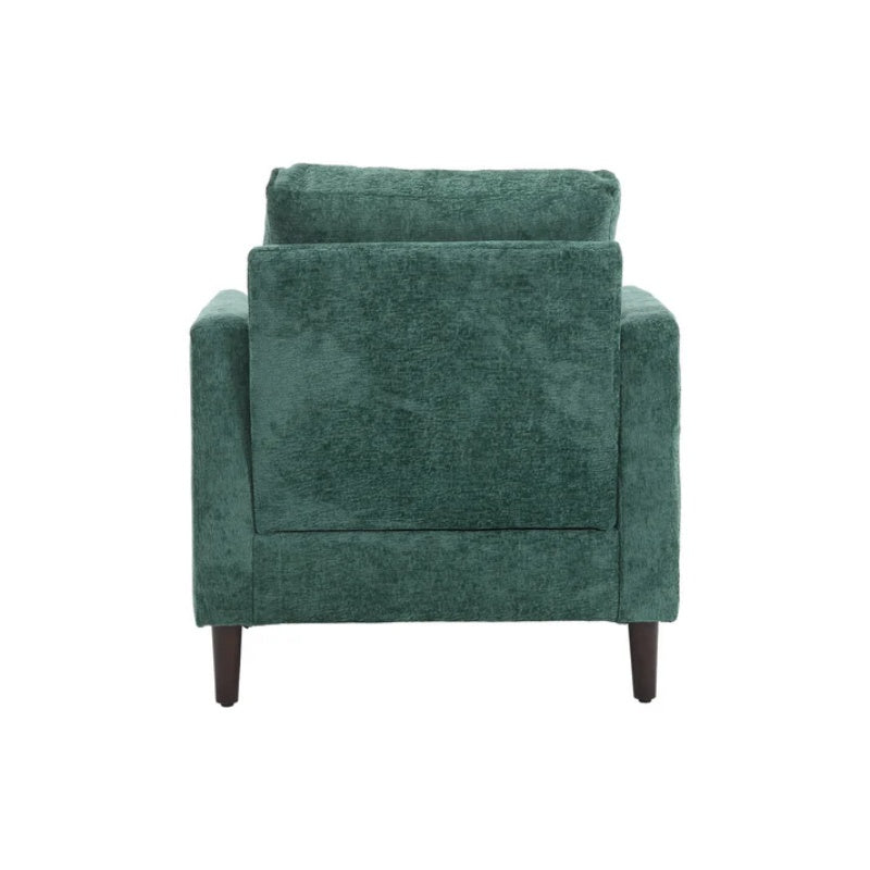 Modern Mid Century Wood Frame Armchair with Tufted Design in Emerald Chenille-海智集-Default-
