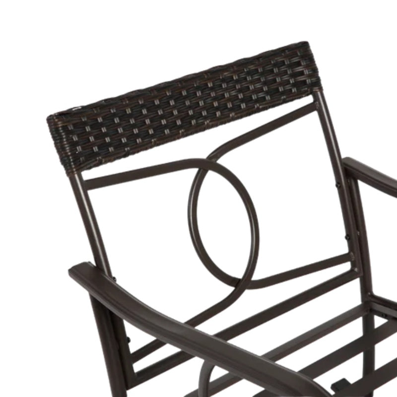3 Pieces Patio Furniture Set Rocking Bistro Set Outdoor Rattan Conversation with Coffee Table for Garden Balcony Backyard Poolside-海智集-Default-