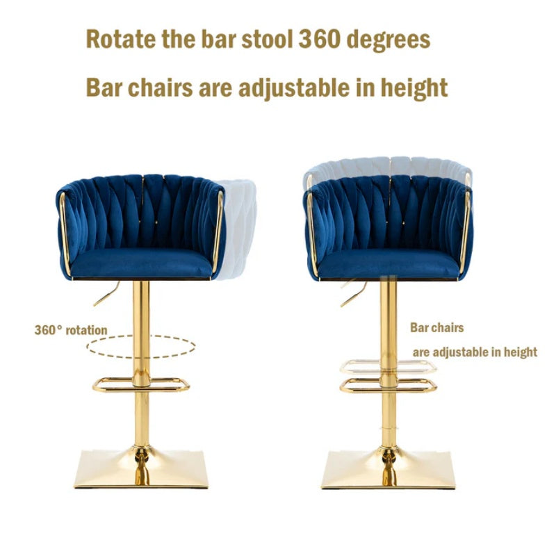 COOLMORE Vintage Bar Stools with Back and Footrest Counter Height Dining Chairs 2PC/SET-海智集-Default-