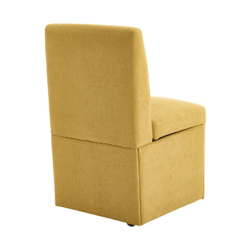 COOLMORE 360 Degree Swivel Upholstered Dining Chairs Set of 2 Swivel Dining Room Chairs Kitchen Chairs Casters & Storage Comfy Modern Rolling Chair for Living Room Fabric Armless Chair-海智集-Default-
