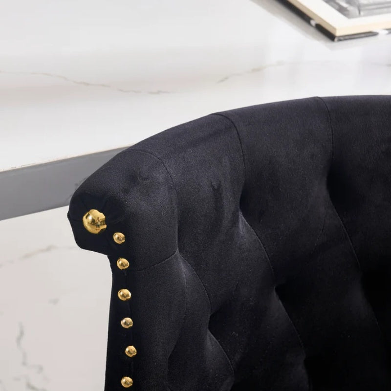 COOLMORE Set of 2,Back pull point design, velvet material, 360 degree rotation, back pull loop detachable design, rivet decoration, square foot wooden bar chair-海智集-Default-