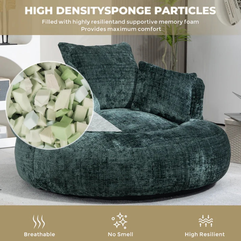 Emerald Chenille High Back Bean Bag Chair Couch with Three Pillows, Indoor & Outdoor, Single Gaming Sofa for Bedroom and Office-海智集-Default-