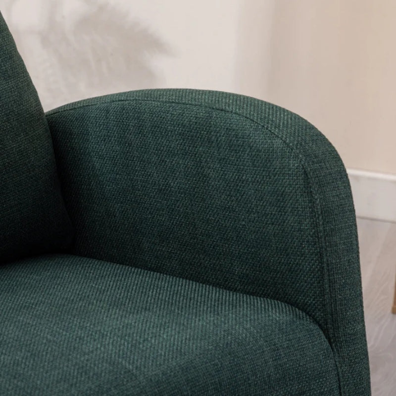 Rocking Chair, Modern Glider Chair, Recliner Armchair with Wood Legs and Side Pocket, Nursery Rocking Accent Chair with High Back for Living Room Bedroom (Emerald linen)-海智集-Default-