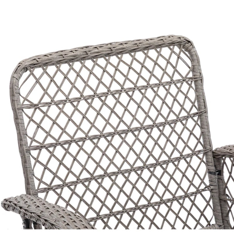 3 Pieces Outdoor Swivel Rocker Patio Chairs, 360 Degree Rocking Patio Conversation Set with Thickened Cushions and Glass Coffee Table for Backyard, Blue-海智集-Default-