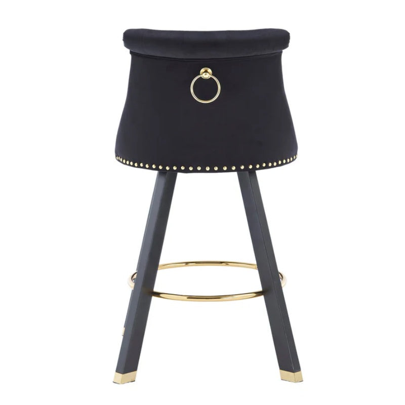 COOLMORE Set of 2,Back pull point design, velvet material, 360 degree rotation, back pull loop detachable design, rivet decoration, square foot wooden bar chair-海智集-Default-