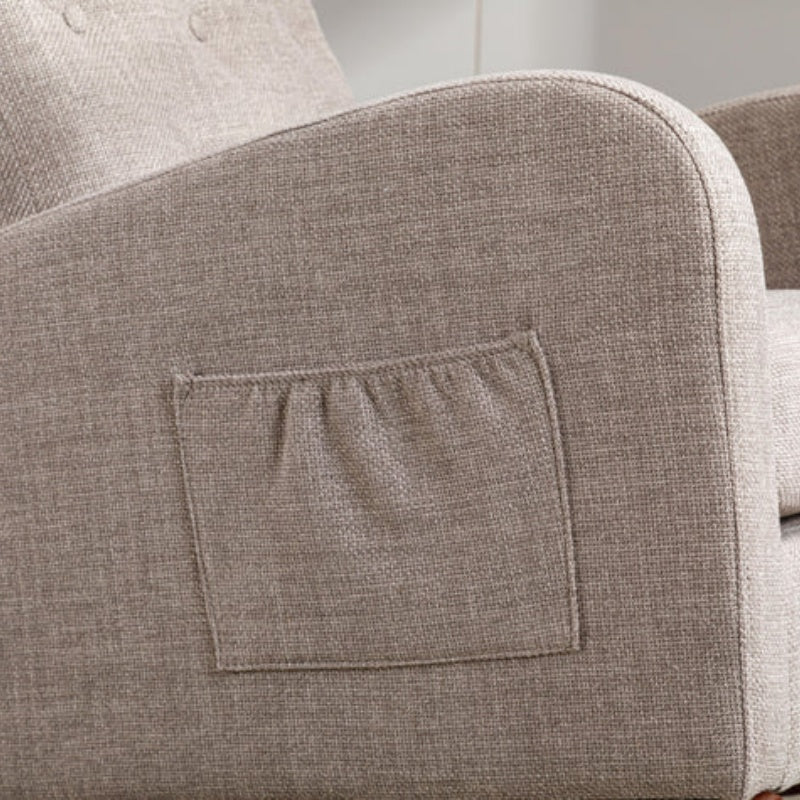 High Back Rocking Chair Nursery Chair .Comfortable Rocker Fabric Padded Seat .Modern High Back Armchair-海智集-Default-