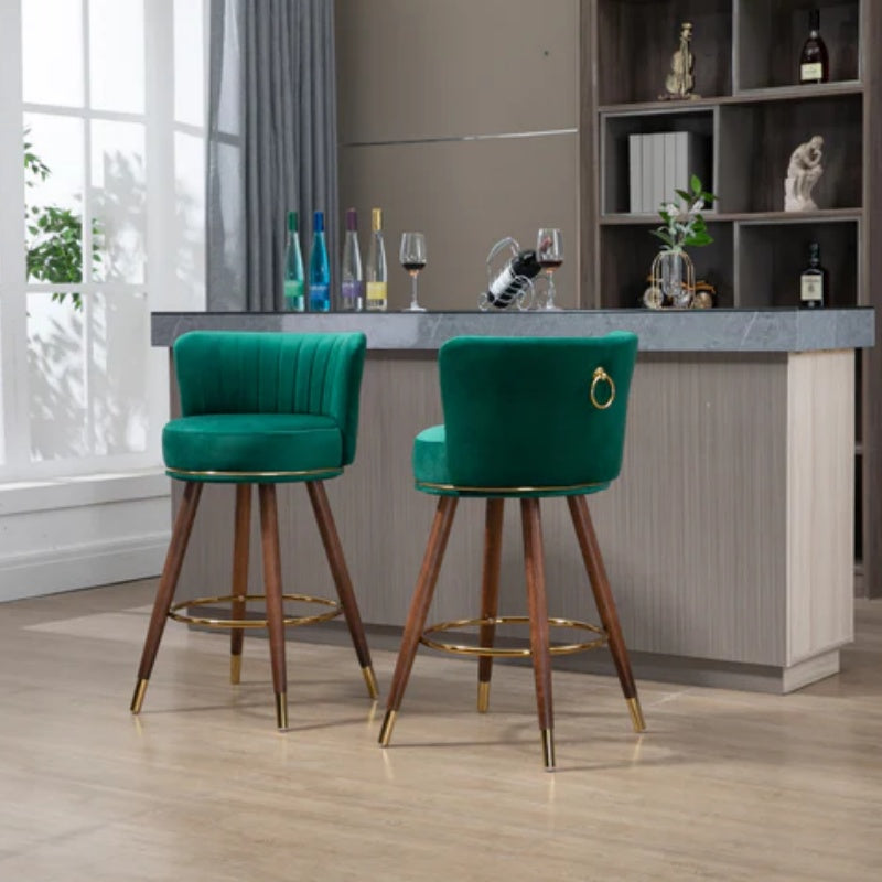 COOLMORE Counter Height Bar Stools Set of 2 for Kitchen Counter Solid Wood Legs with a fixed height of 360 degrees-海智集-Default-