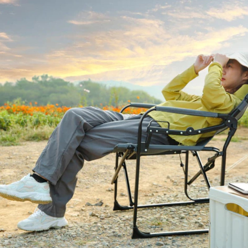 Camping Directors Chair, Heavy Duty,Oversized Portable Folding Chair with Side Table, Pocket for Beach, Fishing,Trip,Picnic,Lawn Grey-海智集-Default-