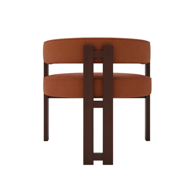 Modern Accent Chair Teddy Upholstered Armchair Open Back 3 Legs Barrel Dining Chair Orange Chenille 24.41''-海智集-Default-