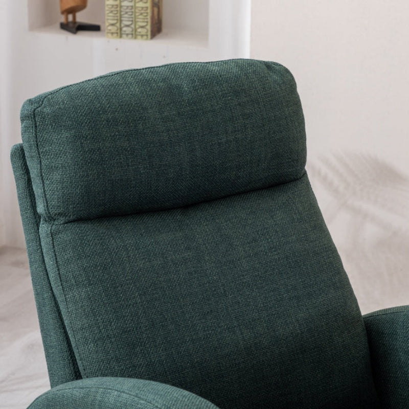 Rocking Chair, Modern Glider Chair, Recliner Armchair with Wood Legs and Side Pocket, Nursery Rocking Accent Chair with High Back for Living Room Bedroom (Emerald linen)-海智集-Default-