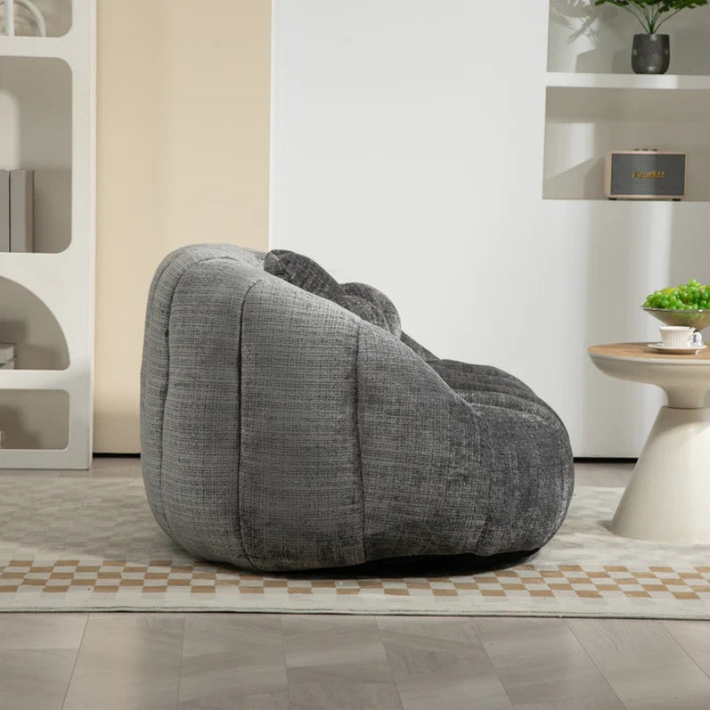 Durable Comfort High Back Bean Bag Sofa Lounger for Adults and Kids, Gray Chenille-海智集-Default-