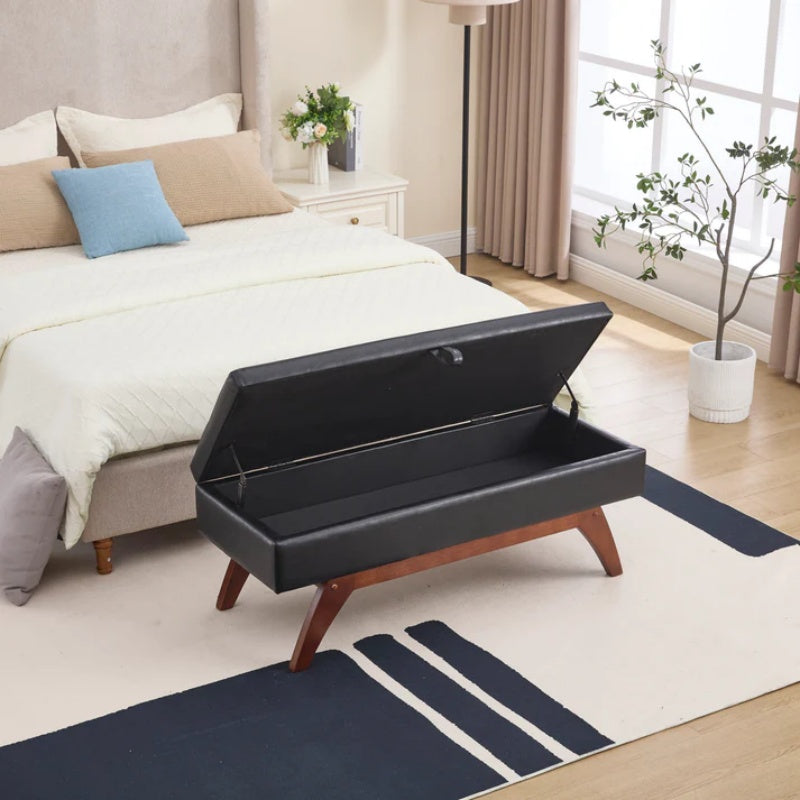 COOLMORE Teddy wool fabric, solid wood feet for solid weighing, and bed end stool with storage function-海智集-Default-
