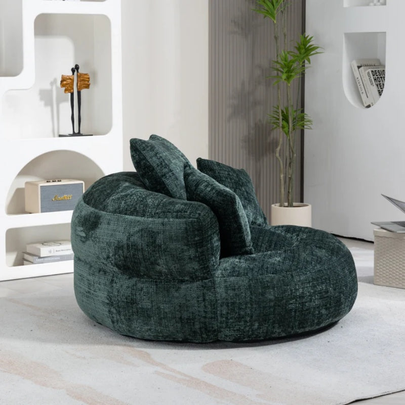 Emerald Chenille High Back Bean Bag Chair Couch with Three Pillows, Indoor & Outdoor, Single Gaming Sofa for Bedroom and Office-海智集-Default-