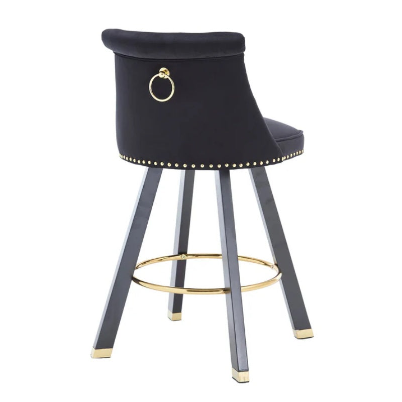 COOLMORE Set of 2,Back pull point design, velvet material, 360 degree rotation, back pull loop detachable design, rivet decoration, square foot wooden bar chair-海智集-Default-