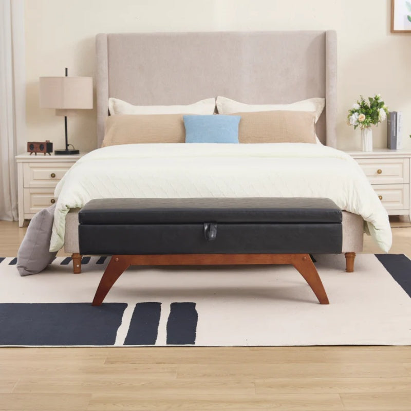 COOLMORE Teddy wool fabric, solid wood feet for solid weighing, and bed end stool with storage function-海智集-Default-