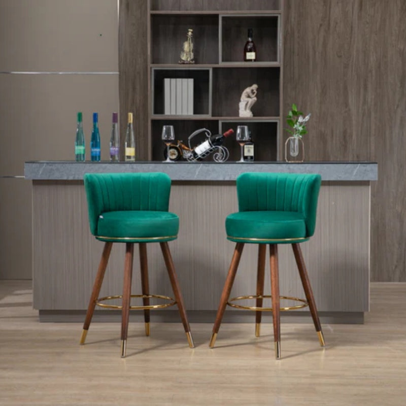 COOLMORE Counter Height Bar Stools Set of 2 for Kitchen Counter Solid Wood Legs with a fixed height of 360 degrees-海智集-Default-