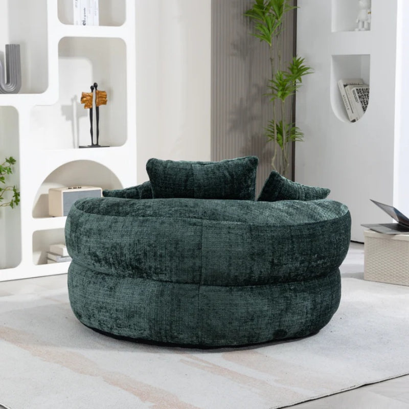 Emerald Chenille High Back Bean Bag Chair Couch with Three Pillows, Indoor & Outdoor, Single Gaming Sofa for Bedroom and Office-海智集-Default-