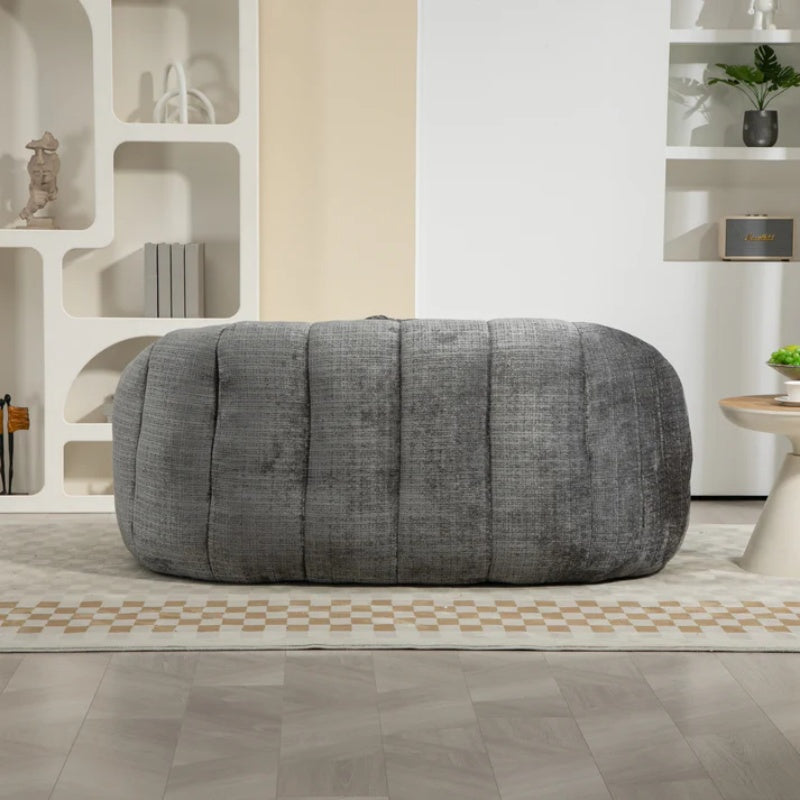 Durable Comfort High Back Bean Bag Sofa Lounger for Adults and Kids, Gray Chenille-海智集-Default-