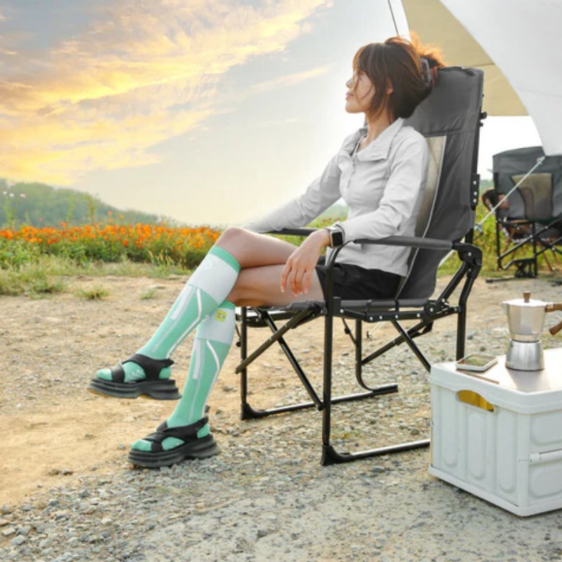 Camping Directors Chair, Heavy Duty,Oversized Portable Folding Chair with Side Table, Pocket for Beach, Fishing,Trip,Picnic,Lawn Grey-海智集-Default-