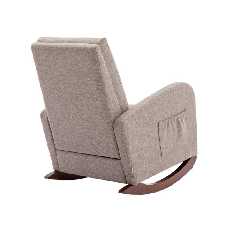 High Back Rocking Chair Nursery Chair .Comfortable Rocker Fabric Padded Seat .Modern High Back Armchair-海智集-Default-