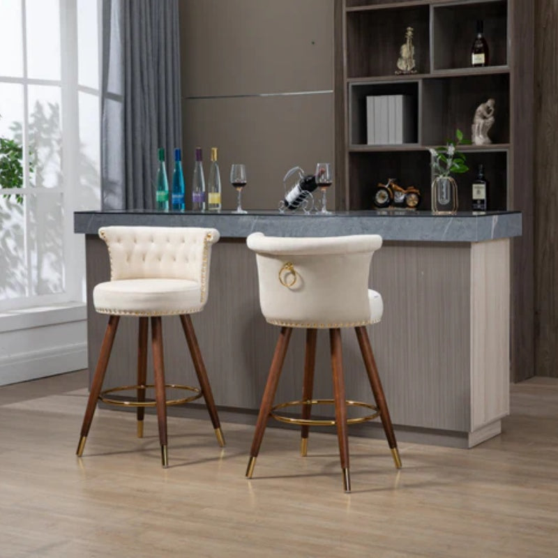 COOLMORE Swivel Bar Stools with Backrest Footrest ,with a fixed height of 360 degrees-海智集-Default-