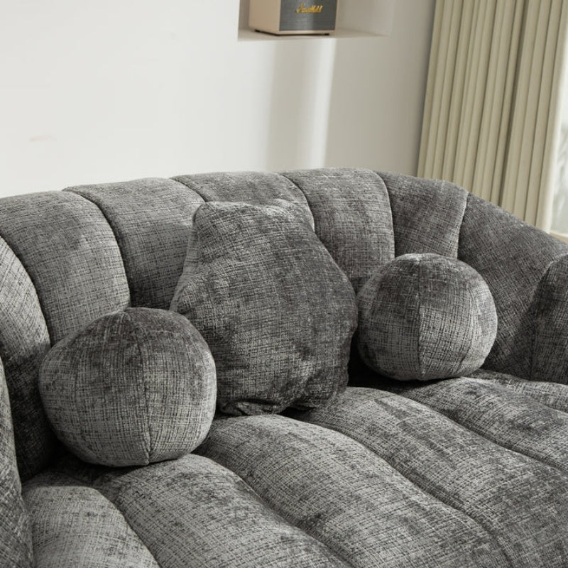 Durable Comfort High Back Bean Bag Sofa Lounger for Adults and Kids, Gray Chenille-海智集-Default-