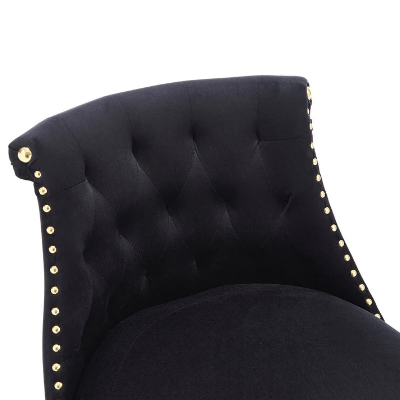 COOLMORE Set of 2,Back pull point design, velvet material, 360 degree rotation, back pull loop detachable design, rivet decoration, square foot wooden bar chair-海智集-Default-