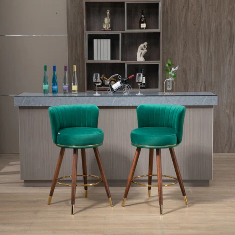 COOLMORE Counter Height Bar Stools Set of 2 for Kitchen Counter Solid Wood Legs with a fixed height of 360 degrees-海智集-Default-