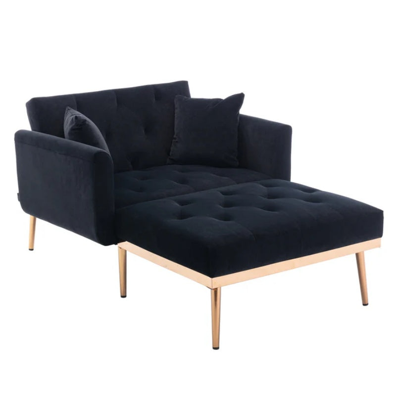 COOLMORE fashionable and classic style chaise lounge chair / accent chair for Living Room, bedroom (Black Velvet)-海智集-Default-