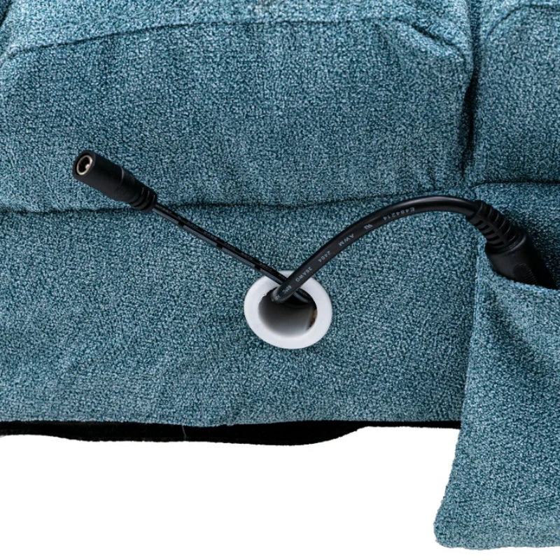 Ergonomic Linen Massage Chaise Lounge with Remote Control, 5 Modes, Blue, 21.65 x 58.27 x 34.25 inches-海智集-Default-