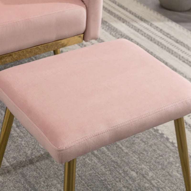 COOLMORE Velvet Accent Chair with Adjustable Armrests and Backrest, Button Tufted Lounge Chair, Single Recliner Armchair with Ottoman-海智集-Default-