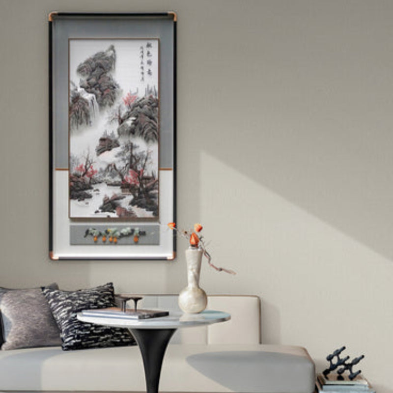 New Chinese Style Embroidered Wall Art - Handmade Silk Painting with Floral/Bird Designs, Framed Oriental Home Decor for Living Room & Bedroom-海智集-