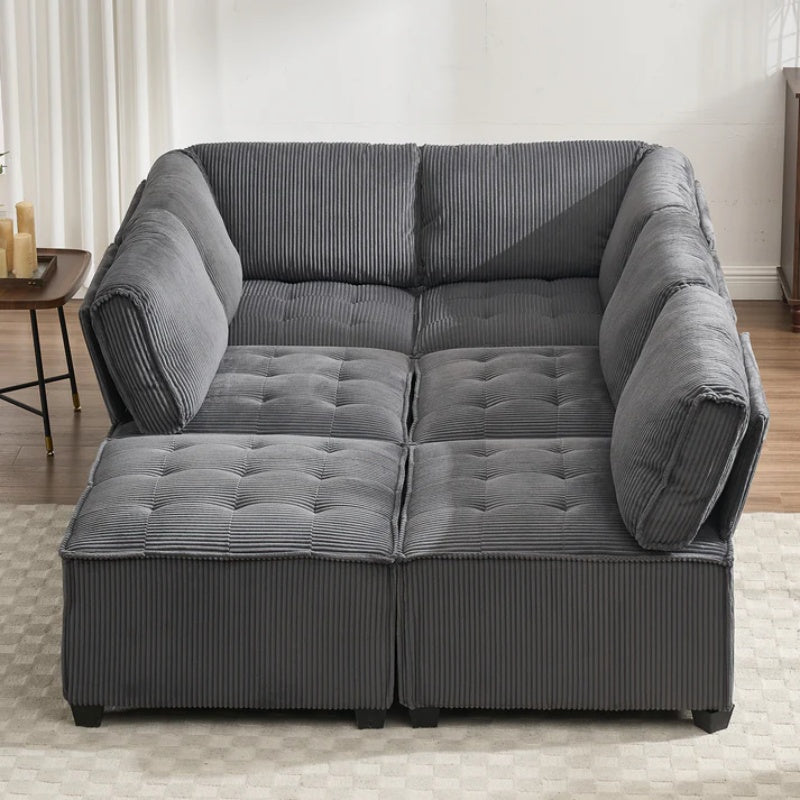 UNITED WE WIN Modular Sectional Sofa U Shaped Modular Couch with Reversible Chaise Modular Sofa Sectional Couch,6- Seat Convertible Sofa,Fit for Living Room-海智集-Default-