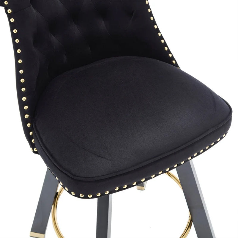COOLMORE Set of 2,Back pull point design, velvet material, 360 degree rotation, back pull loop detachable design, rivet decoration, square foot wooden bar chair-海智集-Default-