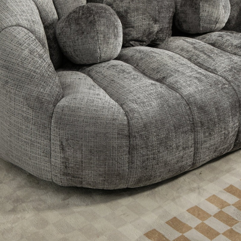 Durable Comfort High Back Bean Bag Sofa Lounger for Adults and Kids, Gray Chenille-海智集-Default-