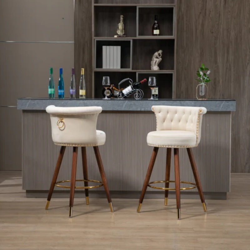 COOLMORE Swivel Bar Stools with Backrest Footrest ,with a fixed height of 360 degrees-海智集-Default-