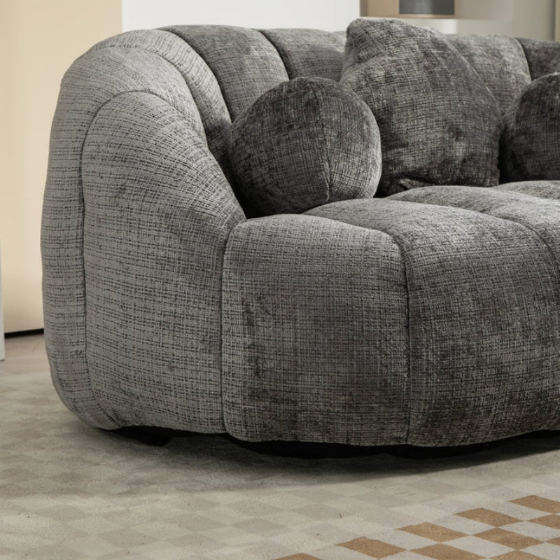 Durable Comfort High Back Bean Bag Sofa Lounger for Adults and Kids, Gray Chenille-海智集-Default-