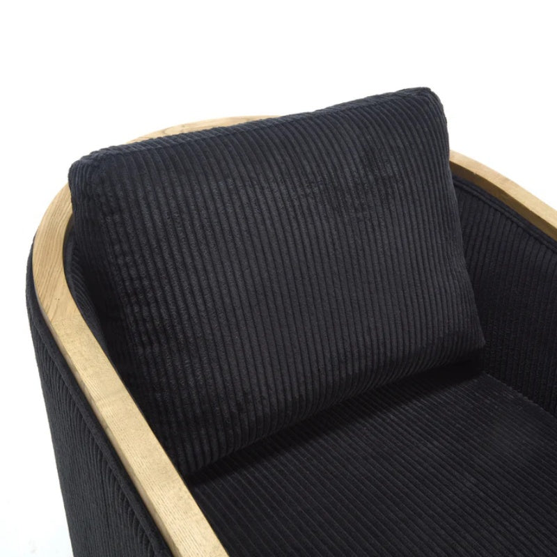 Corduroy Swivel Barrel Chair, Comfortable Accent Sofa Chair, 360 Degree Swivel, Black, Corduroy, 30.12'' x 35.04'' x 30.31''-海智集-Default-