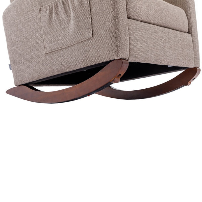 High Back Rocking Chair Nursery Chair .Comfortable Rocker Fabric Padded Seat .Modern High Back Armchair-海智集-Default-