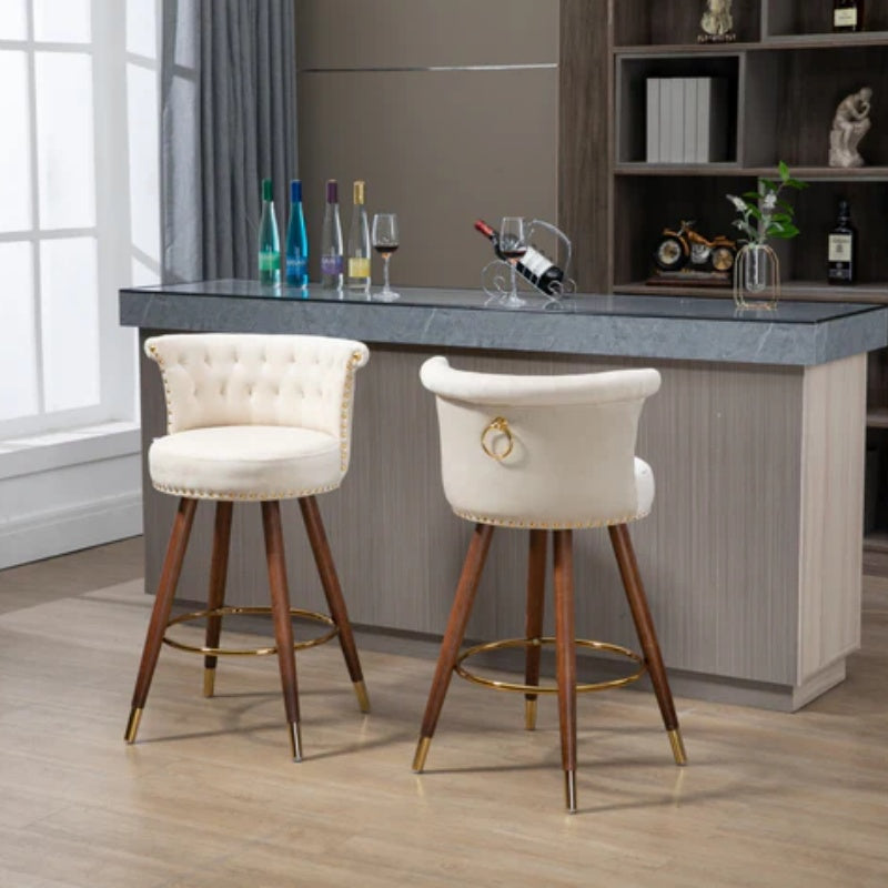 COOLMORE Swivel Bar Stools with Backrest Footrest ,with a fixed height of 360 degrees-海智集-Default-