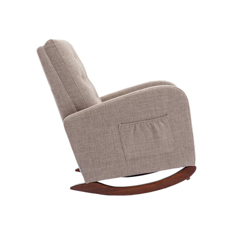 High Back Rocking Chair Nursery Chair .Comfortable Rocker Fabric Padded Seat .Modern High Back Armchair-海智集-Default-
