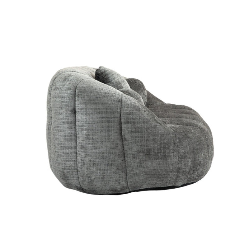Durable Comfort High Back Bean Bag Sofa Lounger for Adults and Kids, Gray Chenille-海智集-Default-