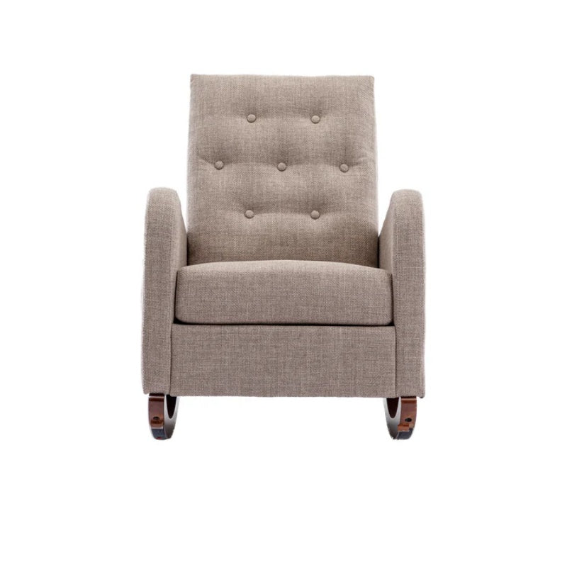 High Back Rocking Chair Nursery Chair .Comfortable Rocker Fabric Padded Seat .Modern High Back Armchair-海智集-Default-