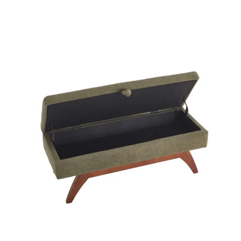 COOLMORE Teddy wool fabric, solid wood feet for solid weighing, and bed end stool with storage function-海智集-Default-