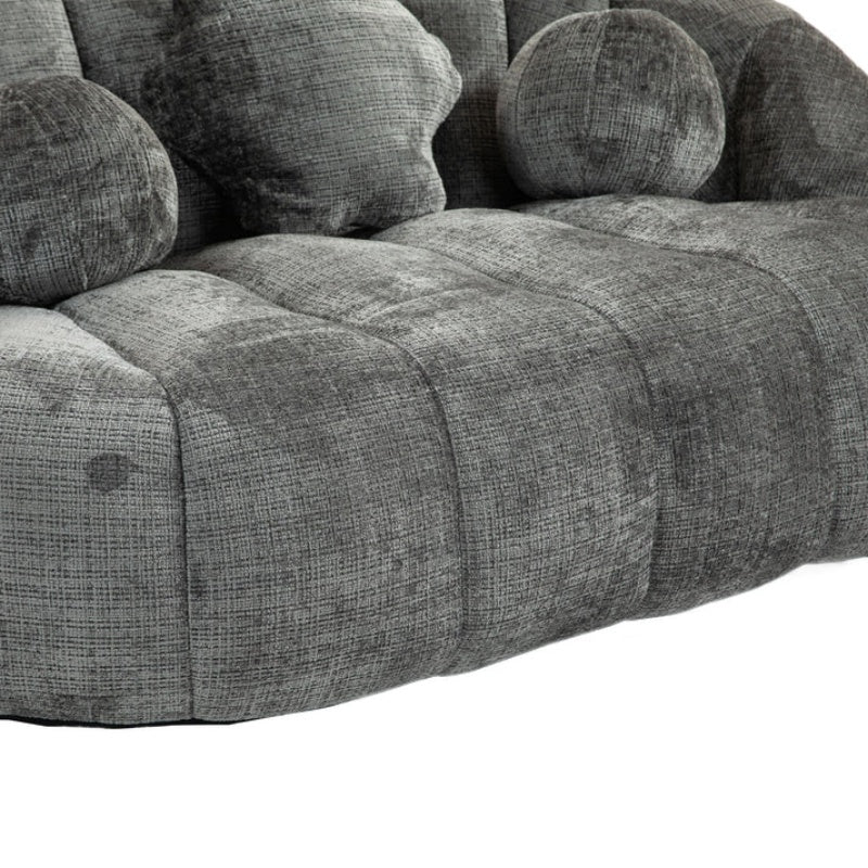 Durable Comfort High Back Bean Bag Sofa Lounger for Adults and Kids, Gray Chenille-海智集-Default-