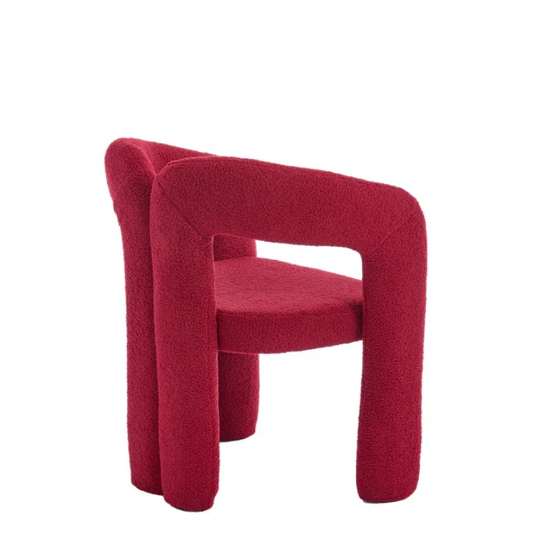 Contemporary Upholstered Accent/Dining Chair Set of 2 - Red Teddy Velvet Fabric with Sturdy Steel Frame-海智集-Default-