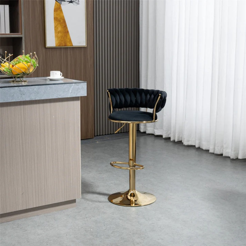COOLMORE Swivel Bar Stools Adjustable Counter Height Chairs with Footrest for Kitchen, Dining Room-海智集-Default-