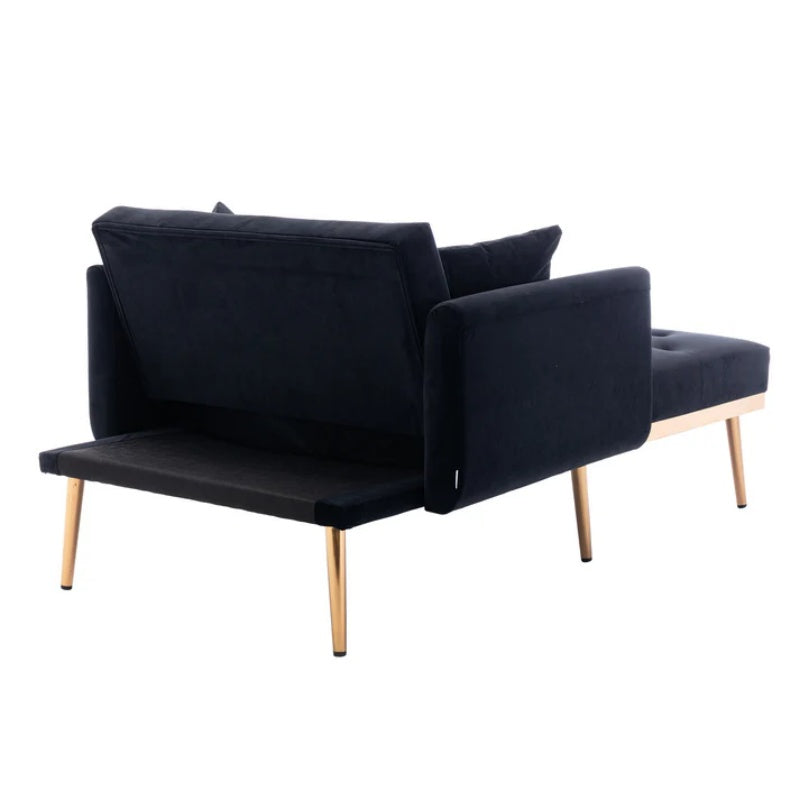 COOLMORE fashionable and classic style chaise lounge chair / accent chair for Living Room, bedroom (Black Velvet)-海智集-Default-