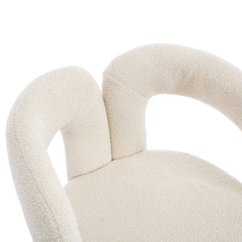 COOLMORE Contemporary Designed Velvet Fabric Upholstered Accent/Dining Chair Beige Teddy Armchair Set of 2-海智集-Default-